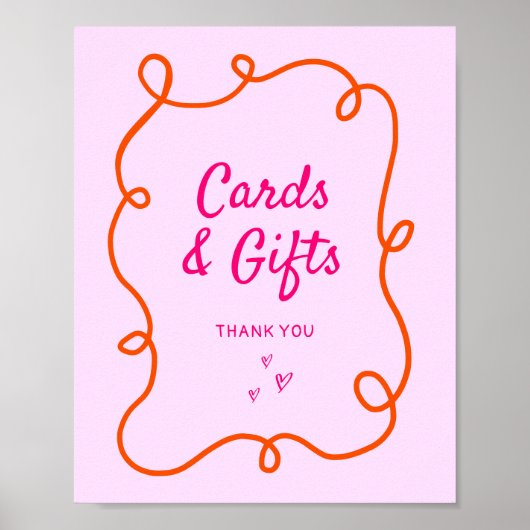 Roze Sinaasappel Squiggle Kaarten en geschenken Poster