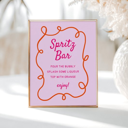 Roze Sinaasappel Squiggle Spritz Bar Poster