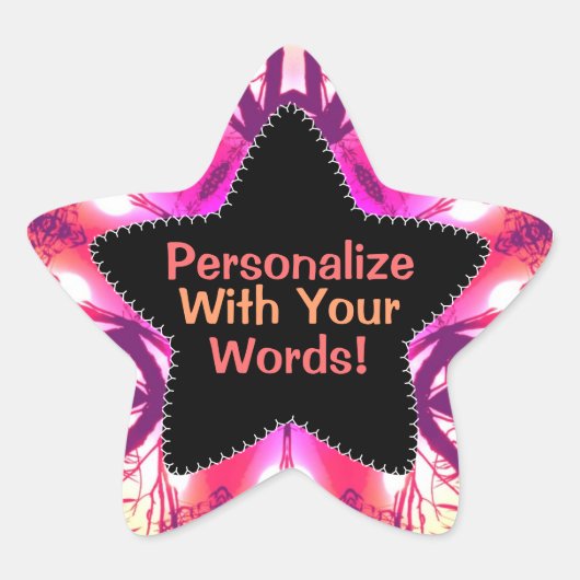 Roze Sinaasappel Stropdas-Dye Pattern Star Sticker (Voorkant)