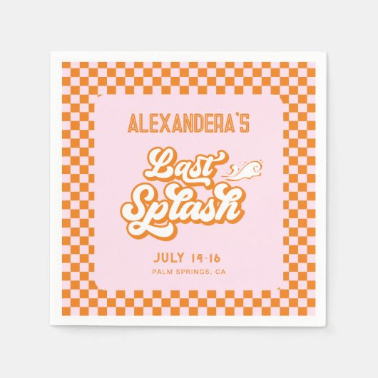 Roze Sinaasappel Summer Last Splash Bachelorette Servet (Voorkant)