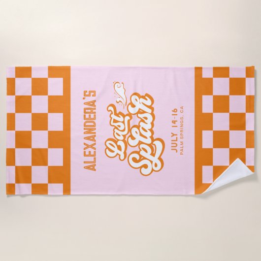 Roze Sinaasappel Summer Last Splash Bachelorette Strandlaken (Voorkant)