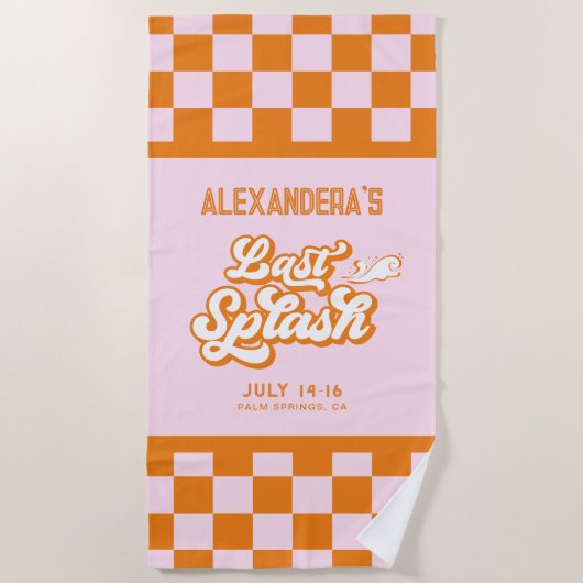 Roze Sinaasappel Summer Last Splash Bachelorette Strandlaken (Voorkant)