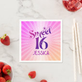 Roze Sinaasappel Sweet 16 Gradient Boho Retro Groo Servet (Insitu)