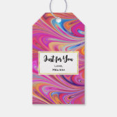 Roze Sinaasappel Swirls Abstract Design Just for Y Cadeaulabel (Voorkant)
