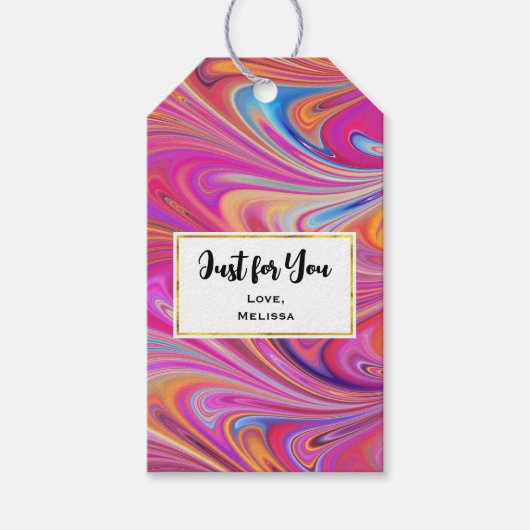 Roze Sinaasappel Swirls Abstract Design Just for Y Cadeaulabel (Voorkant)