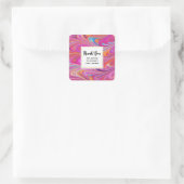 Roze Sinaasappel Swirls Abstract Design Party Dank Vierkante Sticker (Tas)