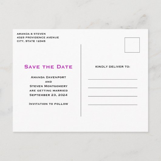 Roze Sinaasappel Swirls Abstract Design Save the D Uitnodiging Briefkaart (Achterkant)