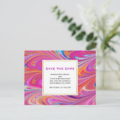 Roze Sinaasappel Swirls Abstract Design Save the D Uitnodiging Briefkaart (Staand voorkant)