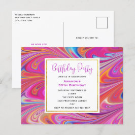 Roze Sinaasappel Swirls Abstract Design Verjaardag Briefkaart