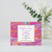 Roze Sinaasappel Swirls Abstract Design Verjaardag Briefkaart (Staand voorkant)