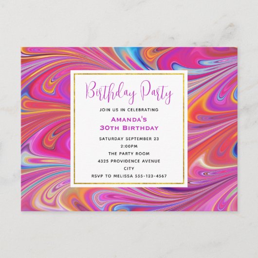 Roze Sinaasappel Swirls Abstract Design Verjaardag Briefkaart (Voorkant)