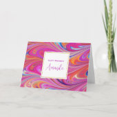 Roze Sinaasappel Swirls Abstract Design Verjaardag Kaart (Voorkant)