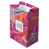 Roze Sinaasappel Swirls Abstract Design Verjaardag Medium Cadeauzakje (Voorkant Gekanteld)