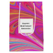 Roze Sinaasappel Swirls Abstract Design Verjaardag Medium Cadeauzakje (Achterkant)