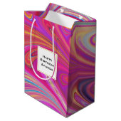 Roze Sinaasappel Swirls Abstract Design Verjaardag Medium Cadeauzakje (Achterkant Gekanteld)