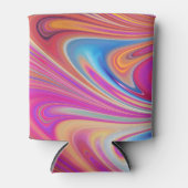 Roze Sinaasappel Swirls Groovy Design Blikjeskoeler (Voorkant)