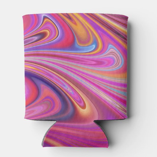 Roze Sinaasappel Swirls Groovy Design Blikjeskoeler (Achterkant)