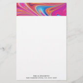 Roze Sinaasappel Swirls Groovy Design Briefpapier (Voorkant)