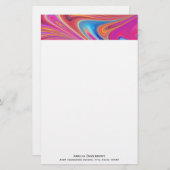 Roze Sinaasappel Swirls Groovy Design Briefpapier (Voorkant / Achterkant)