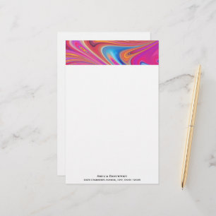 Roze Sinaasappel Swirls Groovy Design Briefpapier