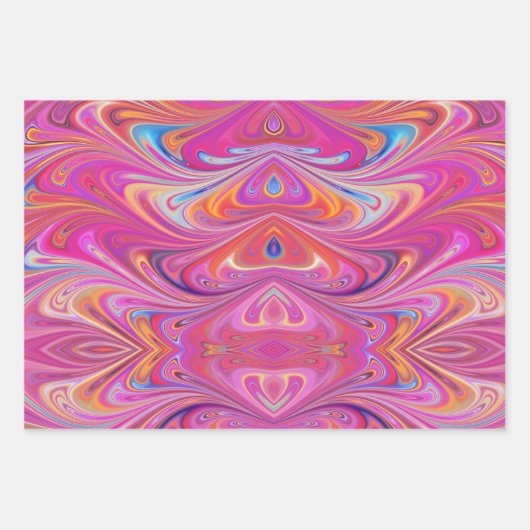 Roze Sinaasappel Swirls Groovy Design Inpakpapier Vel (Voorkant 2)