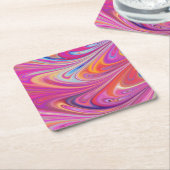 Roze Sinaasappel Swirls Groovy Design Kartonnen Onderzetters (Schuin)