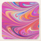 Roze Sinaasappel Swirls Groovy Design Kartonnen Onderzetters (Voorkant)