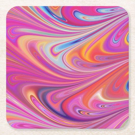 Roze Sinaasappel Swirls Groovy Design Kartonnen Onderzetters (Voorkant)