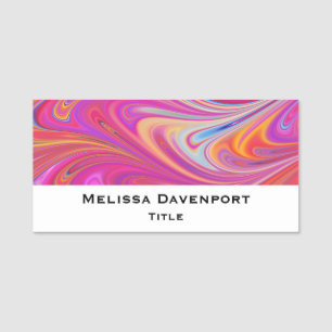 Roze Sinaasappel Swirls Groovy Design Naamplaatje