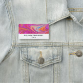 Roze Sinaasappel Swirls Groovy Design Naamplaatje (In situ)