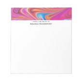 Roze Sinaasappel Swirls Groovy Design Notitieblok (Voorkant)