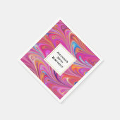 Roze Sinaasappel Swirls Groovy Design Verjaardag Servet (Hoek)