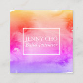 Roze Sinaasappel Swirls & Splashes Waterverf Custo Vierkante Visitekaartje (Voorkant)