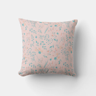 Roze sinaasappel turquoise bloemenbessen Sierkusse Kussen
