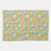 Roze Sinaasappel Vormen Geometrisch Midden Eeuw Pa Theedoek (Horizontaal)