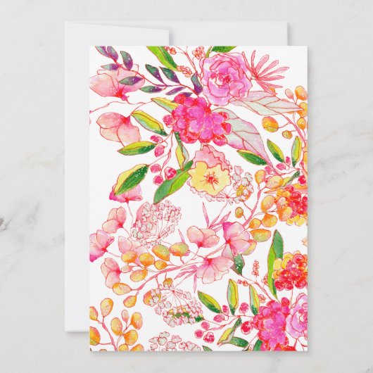 Roze Sinaasappel Waterverf Bloemen Script Chique B Kaart (Achterkant)