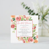 Roze Sinaasappel Waterverf Bloemen Vrijgezellenfee Kaart (Staand voorkant)