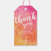 Roze Sinaasappel Waterverf Bruiloft Label Cadeaulabel (Voorkant)