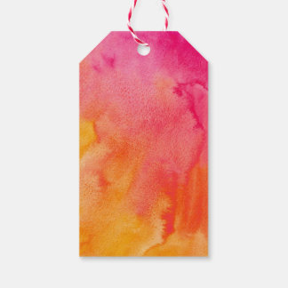 Roze Sinaasappel Waterverf Bruiloft Label Cadeaulabel