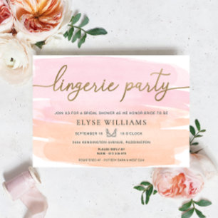 Roze Sinaasappel Waterverf Gouden Lingerie Party S Kaart
