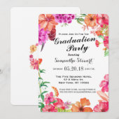 Roze Sinaasappel Waterverf Tuin Afstudeerfeest Kaart (Voorkant / Achterkant)