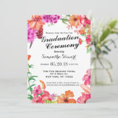 Roze Sinaasappel Waterverf Tuin Afstuderen Ceremon Kaart (Staand voorkant)