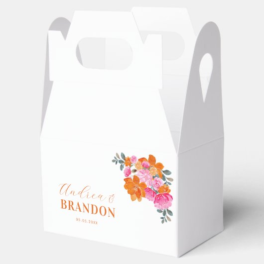 Roze Sinaasappel Waterverf Tuin Bloemen Namen Brui Bedankdoosjes (Geopend)