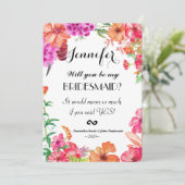 Roze Sinaasappel Waterverf Tuin Bruidsmeisjes Uitn Kaart (Staand voorkant)