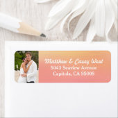 Roze Sinaasappel Waterverf Wash Beach Foto Etiket (Insitu)