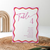 Roze Sinaasappel Wavy Rand Zitplaatsen Naam Tabel  Kaart