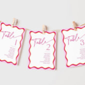 Roze Sinaasappel Wavy Rand Zitplaatsen Naam Tabel  Kaart