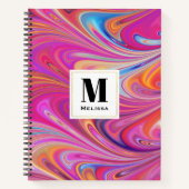 Roze Sinaasappel wervelingen Abstract ontwerp Mono Notitieboek (Voorkant)