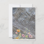 Roze sinaasappel wilde bloemen rustiek houtpatroon kaart (Achterkant)