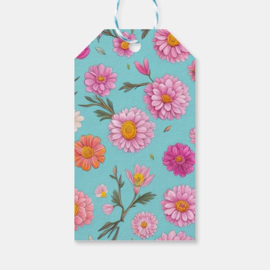 Roze sinaasappel Wit Bloemenmadeliefje Bloemen Bot Cadeaulabel (Achterkant)